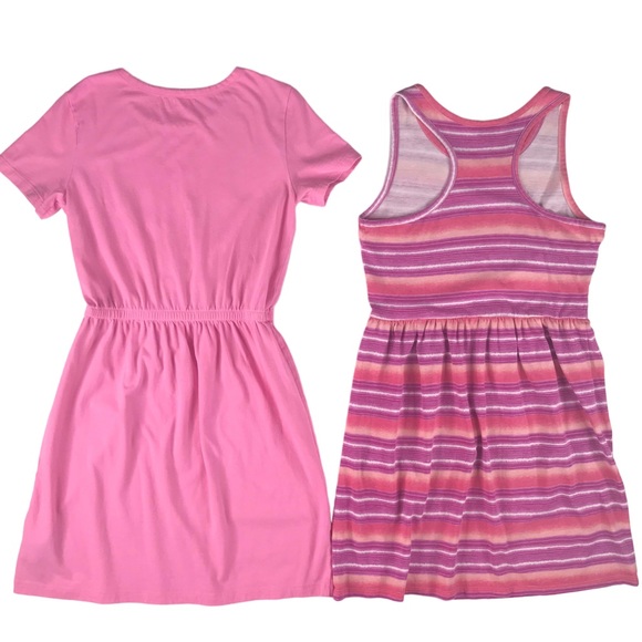 2 GAP Gymboree Pink Cotton Dress Bundle Girl Size M L Cotton Casual Beach Ombré - Picture 2 of 12